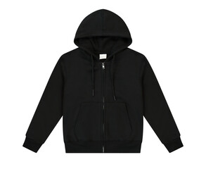 Black zipup hoodie with hood and pockets