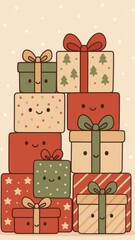 Cute festive gift boxes mobile wallpaper