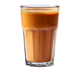 Glass of Indian Milk Tea isolated on a transparent background