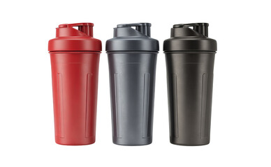 Three Shaker Bottles Red Gray Black isolated on a transparent background