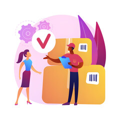 Package delivery and customer acceptance process illustration