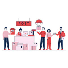 Postal service team manages letters and packages delivery now