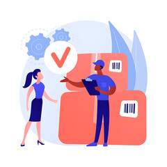 Courier delivering package to customer, order fulfillment service