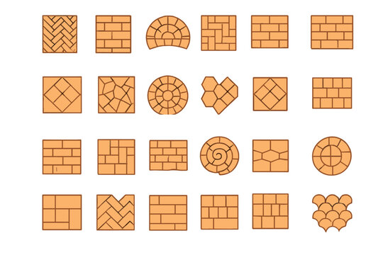 Terracotta tile and paver layout pattern icons