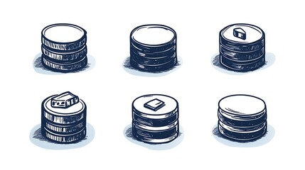 Pixel Art Coin Stacks  Isometric Money Icons Set