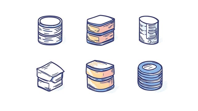Pixelated Data Storage Icons Collection