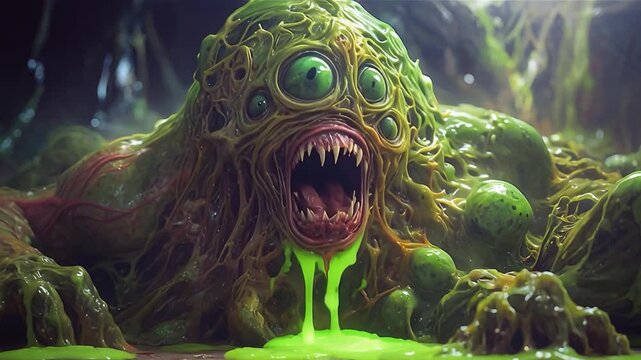 Animation of Green Monster Slime	
