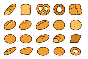 Seamless cartoon pattern with assorted bread and pastries