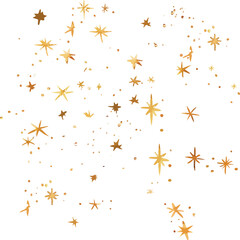 Golden watercolor stars and sparkles scattered across a dark background, creating a festive and magical night-sky effect.