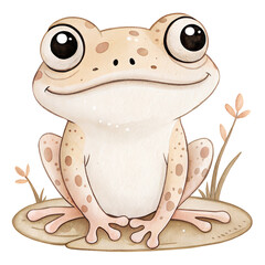 Cute Watercolor Frog – Adorable Kawaii Toad Clipart Illustration