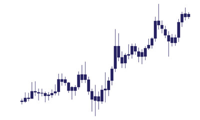 Dark blue candlestick chart showing financial market trend