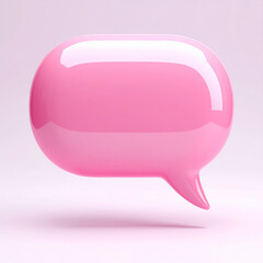 Glossy pink speech bubble icon. Communication, conversation and online messaging.