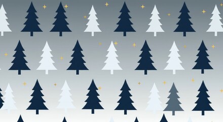 Obraz premium Festive Christmas Tree Pattern with Stars on Gradient Background