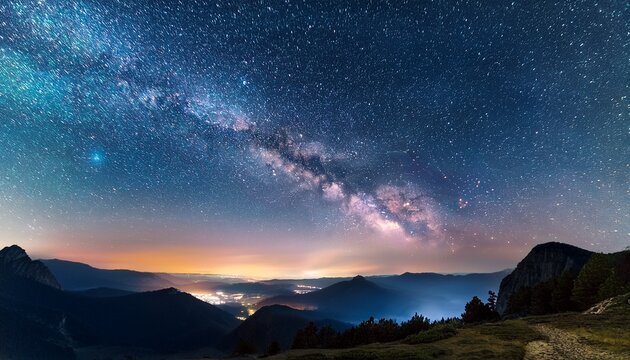 Paisaje De Cielo Nocturno Estrellado