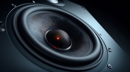 Close-up of a Black Speaker's Cone and Surround: High-Fidelity Audio Reproduction