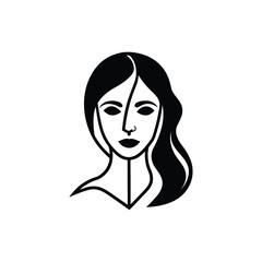 Stylized Woman Face Portrait with Duality Split Design