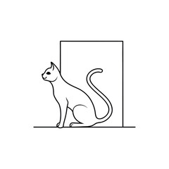 Sitting Cat Line Art Silhouette Minimalist Pet Icon