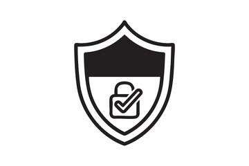 Security shield icon. Shield check mark symbols. Protection and padlock logotypes.