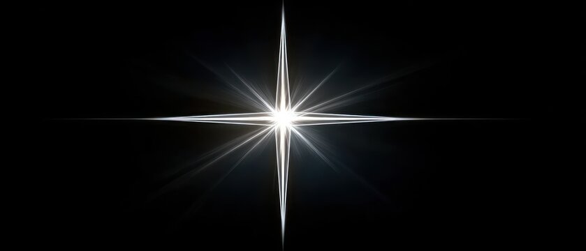 A bright star beams in the dark sky, casting rays of light that create a beautiful and serene atmosphere