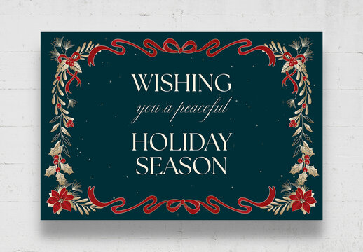 Christmas Backgrounds with Decoration of Ornaments, Mistletoe, Poinsettia, Reindeer & Holly Leaves, for Merry Christmas, Happy Holidays & Season's Greetings Messages