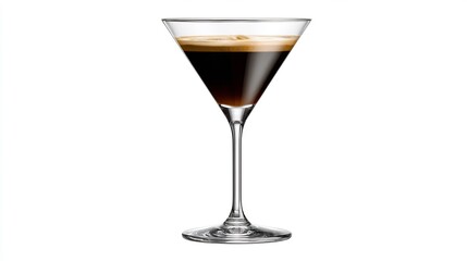 Elegant Presentation of a Dark Beverage with a Thin Layer of Foam in a Tall Clear Glass
