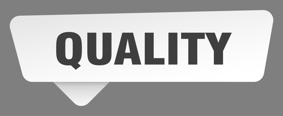 quality sign. quality white sticker isolated on gray background