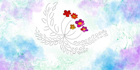 abstract watercolor background with butterflies decoration canvas natural flower wallpaper winter snow pattern background 