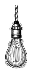Vintage Light Bulb Drawing in Engraving Style. Vector Illustration for Creativity and Innovation.