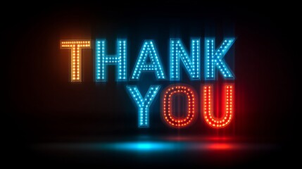 Glowing Thanks: Illuminated Typography Expressing Gratitude on a Dark Background for Special Occasions