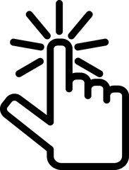 Hand cursor clicking icon. Pointer finger press or tap gesture. Computer mouse symbol for website, UI, app button. Click here concept. Vector illustration on isolated background. Hand cursor pointer
