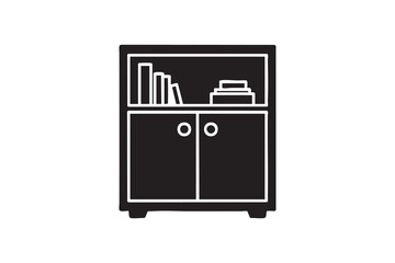 cabinet line and solid icon outline different style. Symbol, logo