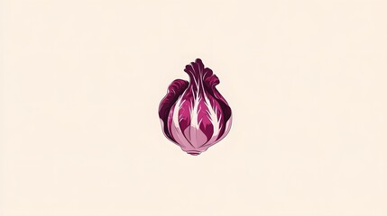 Elegant Minimal 2D Vector Graphic of Radicchio Displayed as a Flat Icon on a Plain White Backdrop, Highlighting Clean Lines and Artistic Simplicity