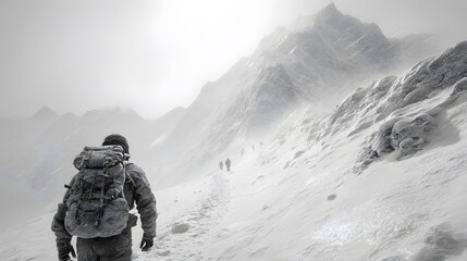 Formidable Voyage Through a Frozen Wilderness: A Determined Explorer Confronts Icy Peaks and Snowy Trails with Courage and Relentless Spirit