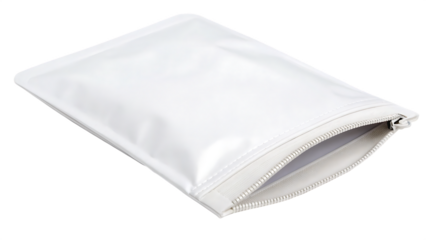 White matte stand up pouch with zipper doy pack cut out on PNG. AI GENERATED.