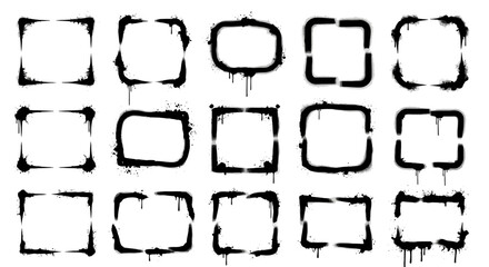 Obraz premium Set of various grunge spray paint frames with drips and splatters perfect for urban and street art designs.