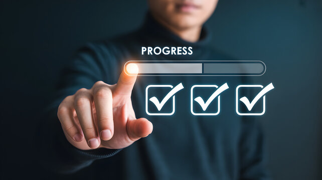 Person typing on a laptop with an update icon and security features displayed on the screen overlaying the laptop