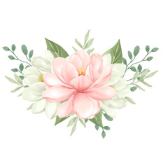 Watercolor Floral Arrangement with Pink and White Flowers