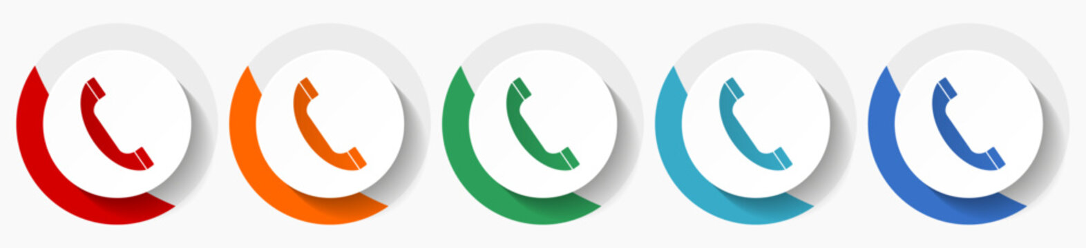 Phone, call, contact vector icons, flat icon set for logo design, webdesign and mobile applications, colorful web button collection in eps 10
