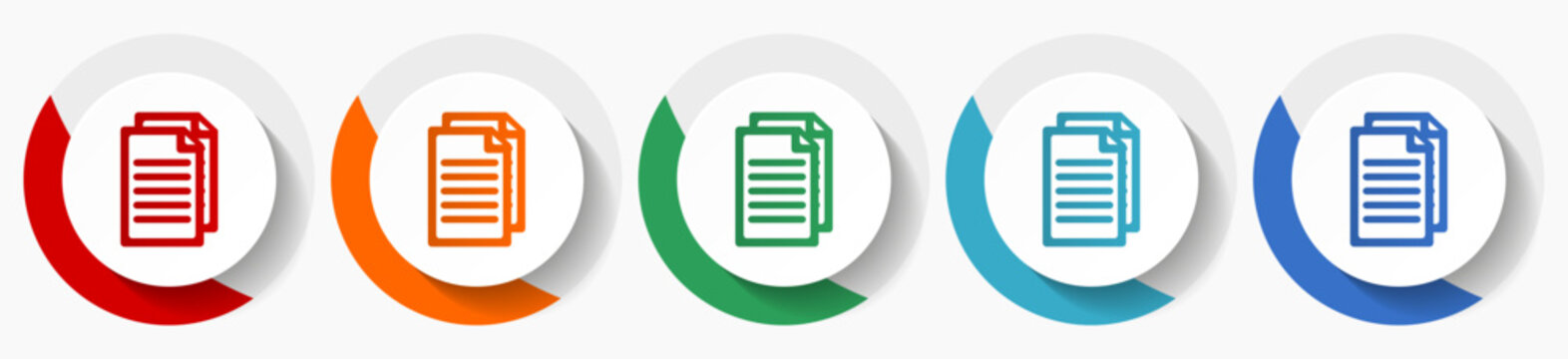 Document, file, copy vector icons, flat icon set for logo design, webdesign and mobile applications, colorful web button collection in eps 10