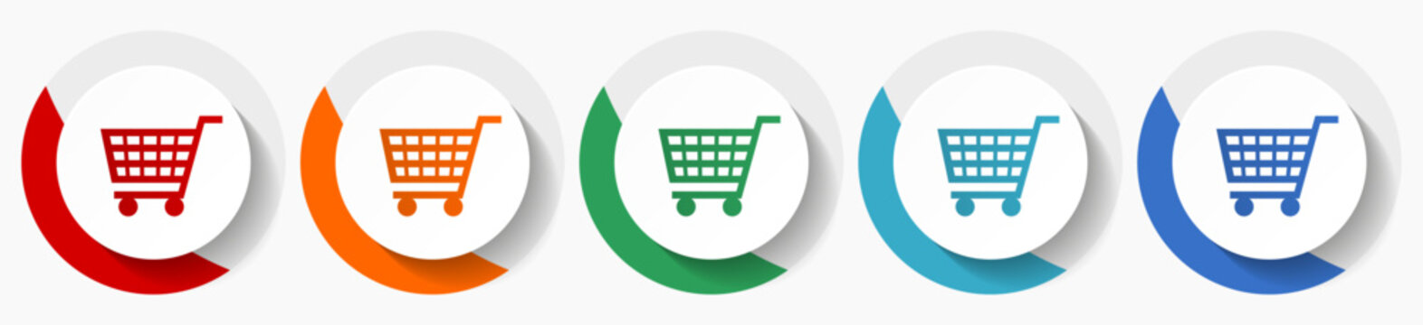 Shopping cart, shop, trolley vector icons, flat icon set for logo design, webdesign and mobile applications, colorful web button collection in eps 10