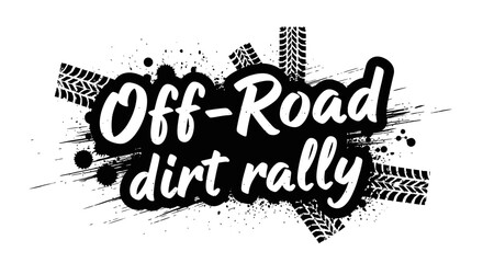 Off-Road Dirt Rally Event Banner with Tire Tracks and Splatters.
