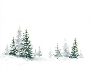 Fototapeta premium watercolor painting of snowy pine trees in winter