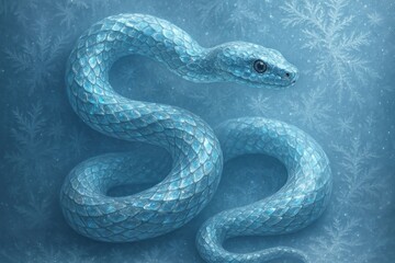 Obraz premium Icy serpent on frosty background.