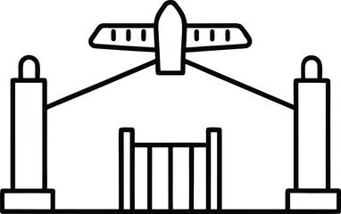 flight boarding gate line art on white background.eps