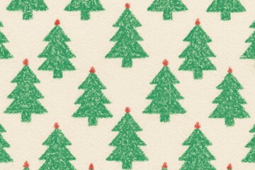 Obraz premium Hand-drawn festive tree pattern.