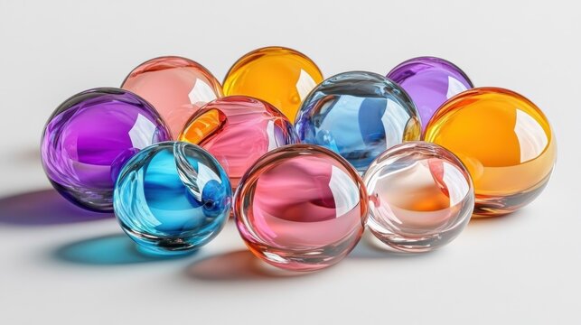 Colorful translucent spheres clustered