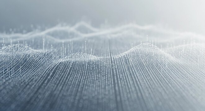 gentle streams of soft blue code lines flowing like a calm, serene river through a minimalist digital terrain of subtle grid patterns and abstract data hills in a vast open space. 