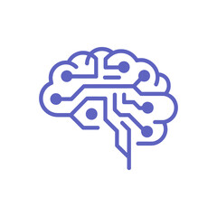 Ai brain Icon on White Background Vector Art Illustration on white background.