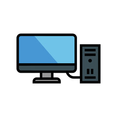 Computer icon on White Background Vector Art Illustration on white background.