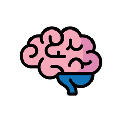 Brain Icon on White Background Vector Art Illustration on white background.